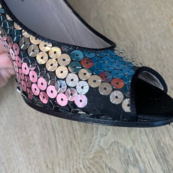 Marc by Marc Jacobs Sequin Peep Toe Pumps Satin Heels EU 40/US 9 - Picture 7 of 14